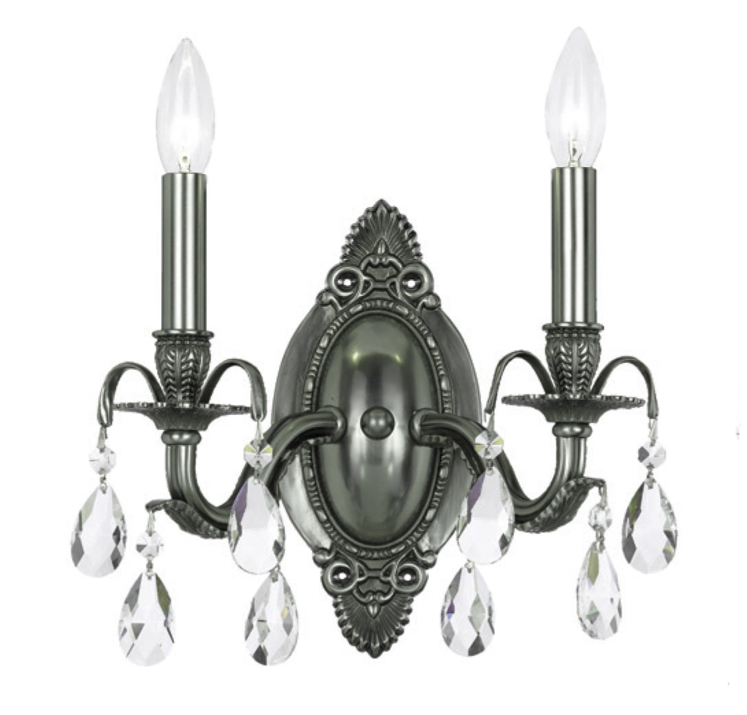 Crystorama - 5562-PW-CL-MWP - Two Light Wall Sconce - Dawson - Pewter