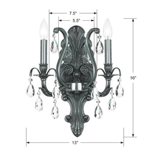 Crystorama - 5563-PW-CL-SAQ - Two Light Wall Sconce - Dawson - Pewter