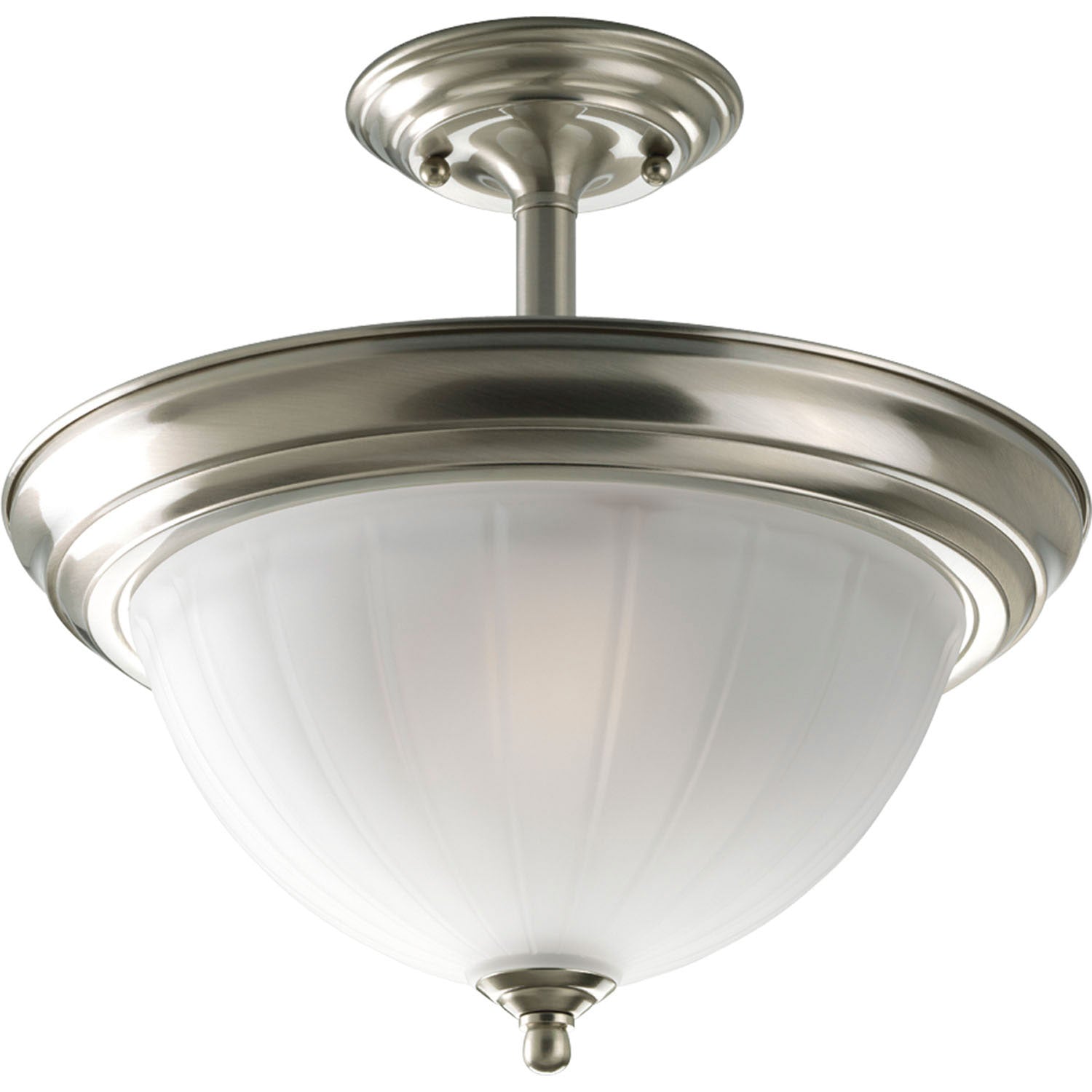 Progress Lighting - P3876-09 - Two Light Semi-Flush Mount - Melon Glass - Brushed Nickel