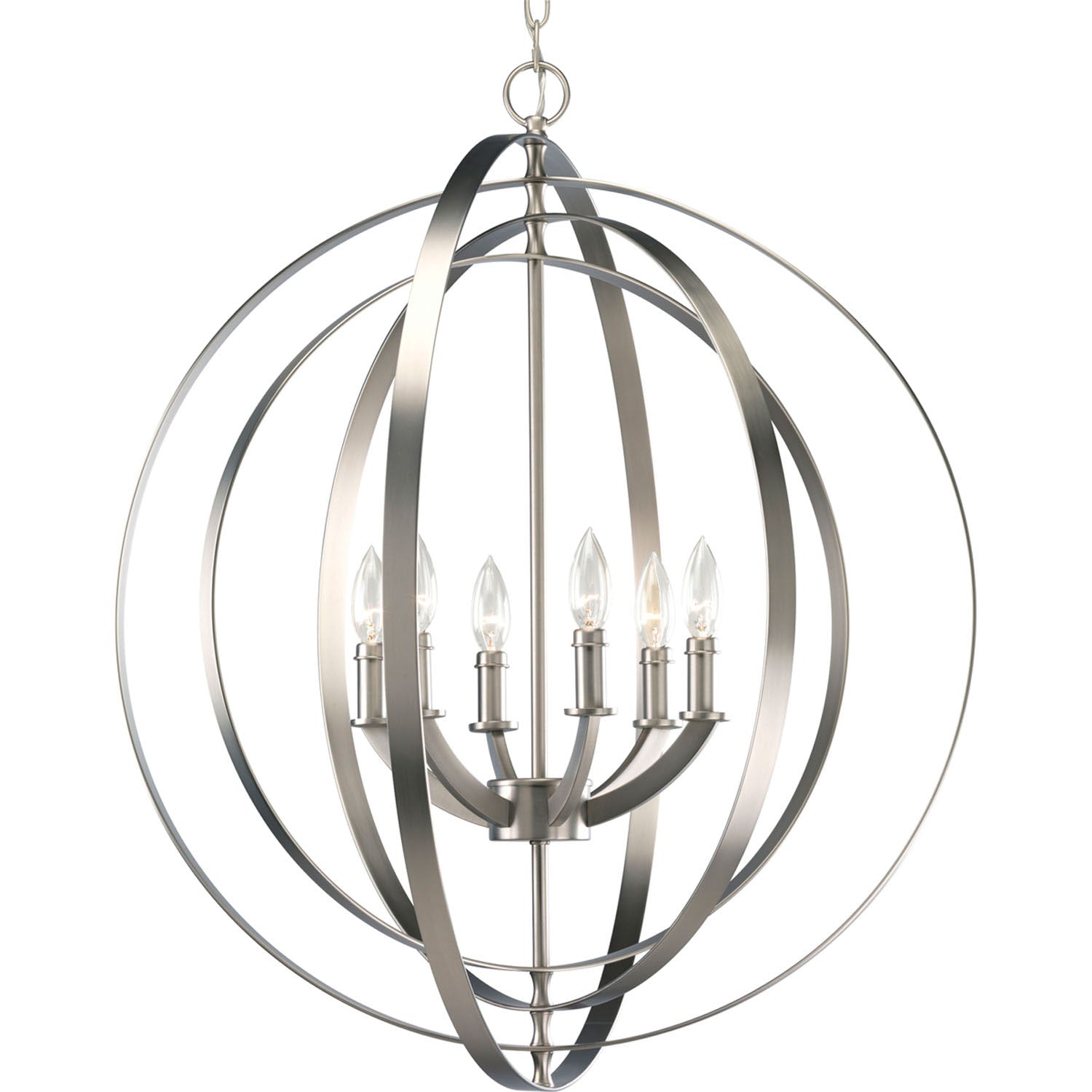 Progress Lighting - P3889-126 - Six Light Foyer Pendant - Equinox - Burnished Silver