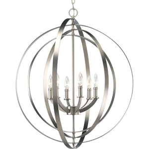 Progress Lighting - P3889-126 - Six Light Foyer Pendant - Equinox - Burnished Silver