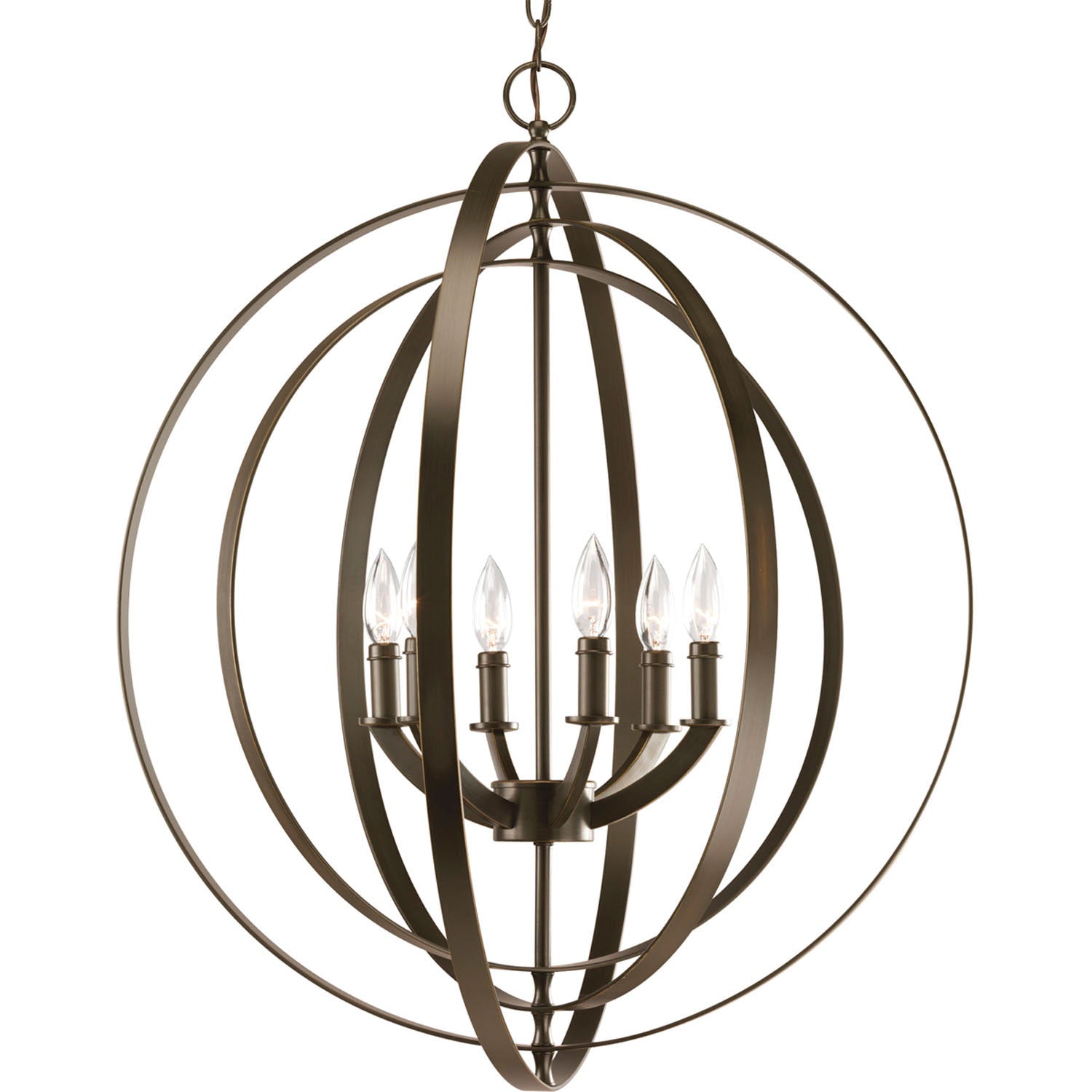 Progress Lighting - P3889-20 - Six Light Foyer Pendant - Equinox - Antique Bronze