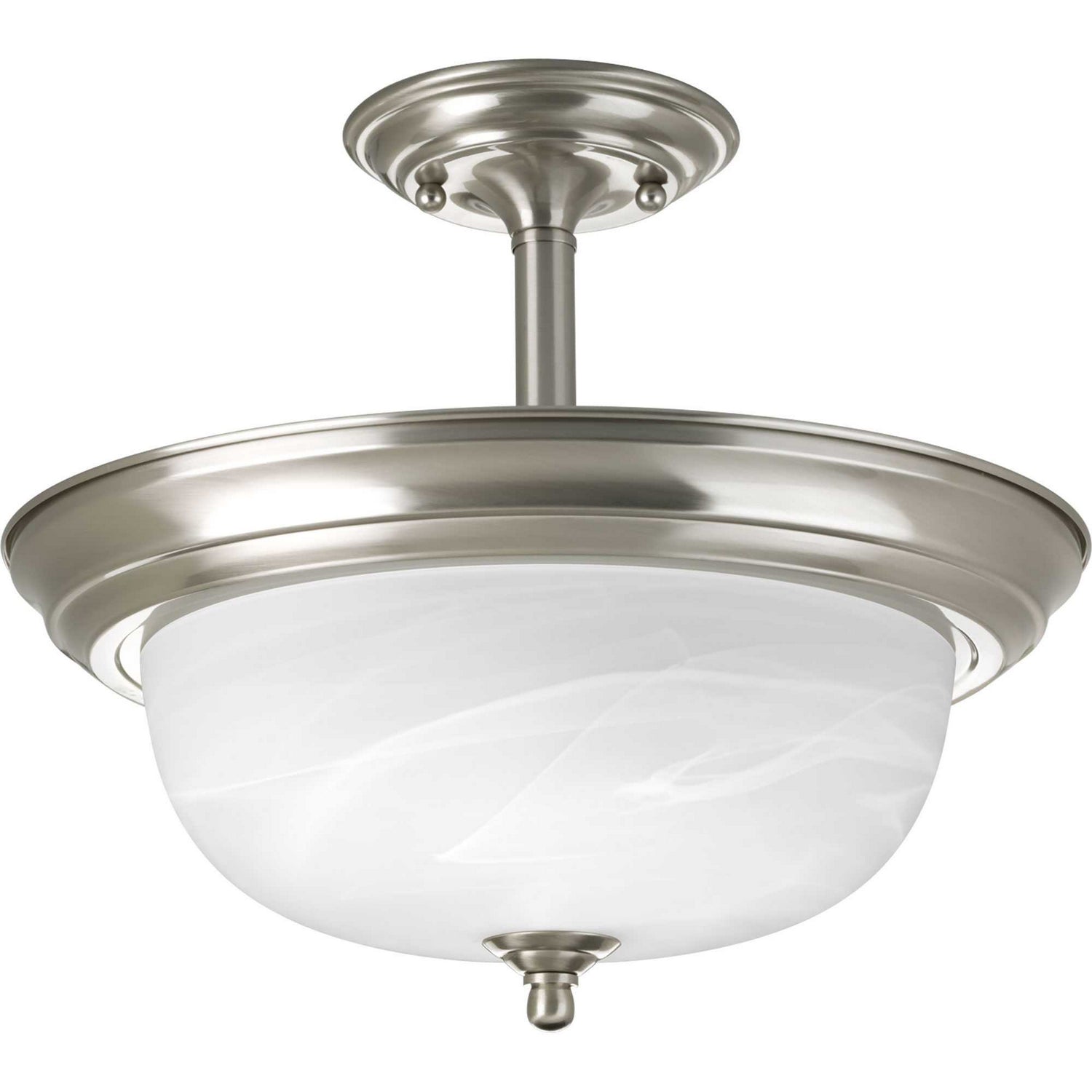 Progress Lighting - P3927-09 - Two Light Semi-Flush Mount - Dome Glass - Alabaster - Brushed Nickel