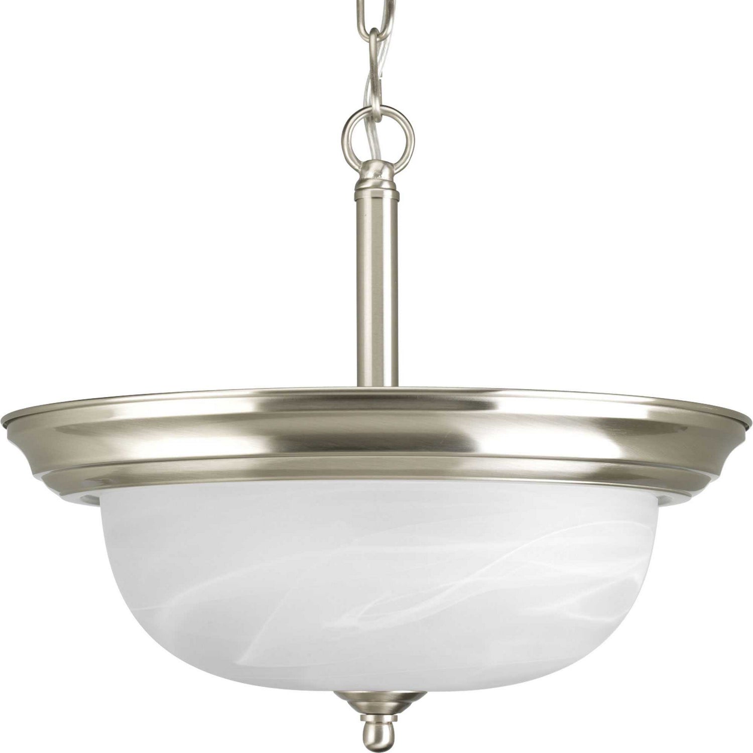 Progress Lighting - P3927-09 - Two Light Semi-Flush Mount - Dome Glass - Alabaster - Brushed Nickel