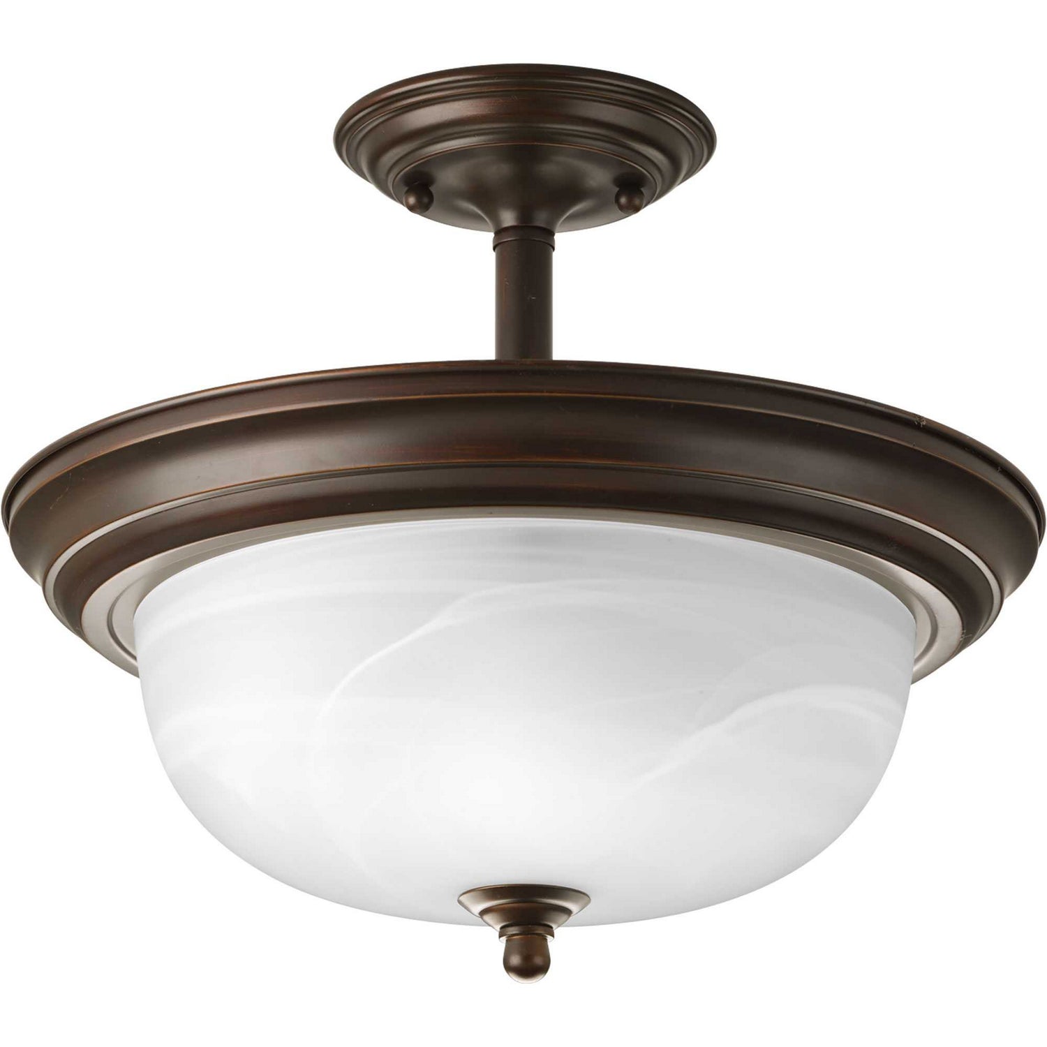 Progress Lighting - P3927-20 - Two Light Semi-Flush Mount - Dome Glass - Alabaster - Antique Bronze