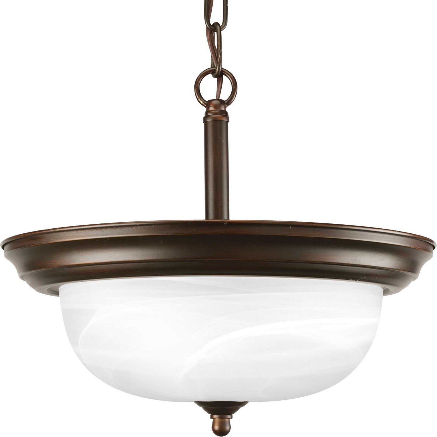 Progress Lighting - P3927-20 - Two Light Semi-Flush Mount - Dome Glass - Alabaster - Antique Bronze