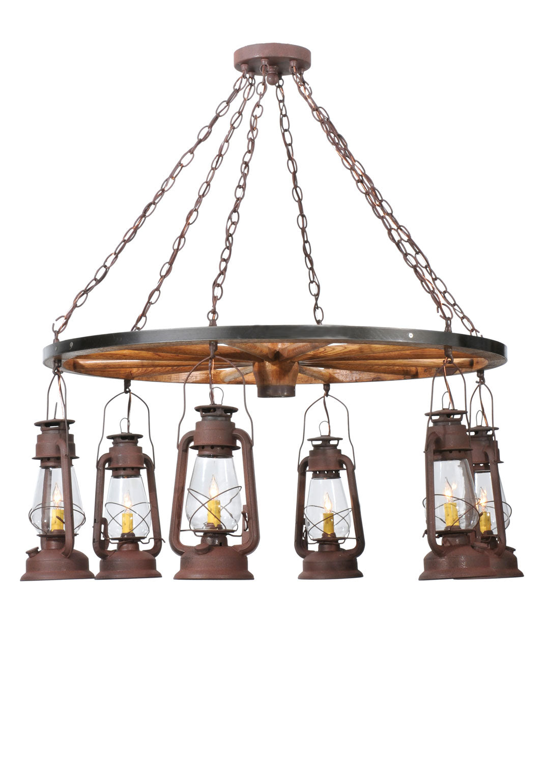 Meyda Tiffany - 117204 - Six Light Chandelier - Miners Lantern - Distressed Rust