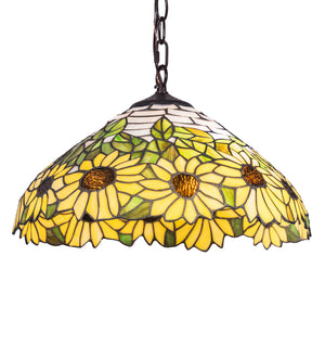 Meyda Tiffany - 119560 - Two Light Pendant - Wild Sunflower - Mahogany Bronze