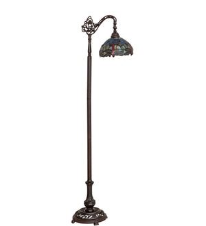 Meyda Tiffany - 119648 - One Light Bridge Arm Floor Lamp - Tiffany Hanginghead Dragonfly - Mahogany Bronze