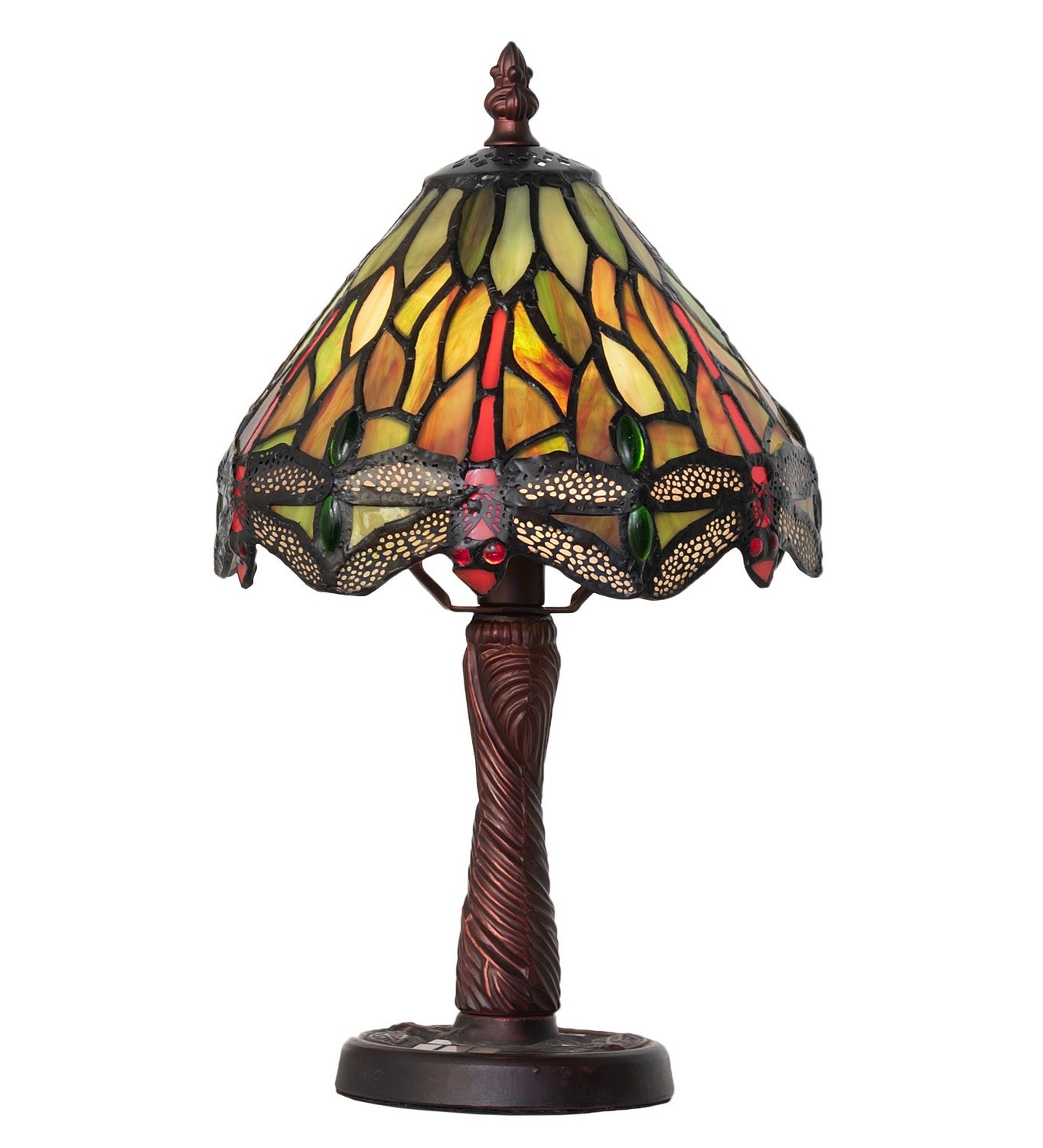 Meyda Tiffany - 26614 - One Light Mini Lamp - Tiffany Hanginghead Dragonfly - Antique Copper