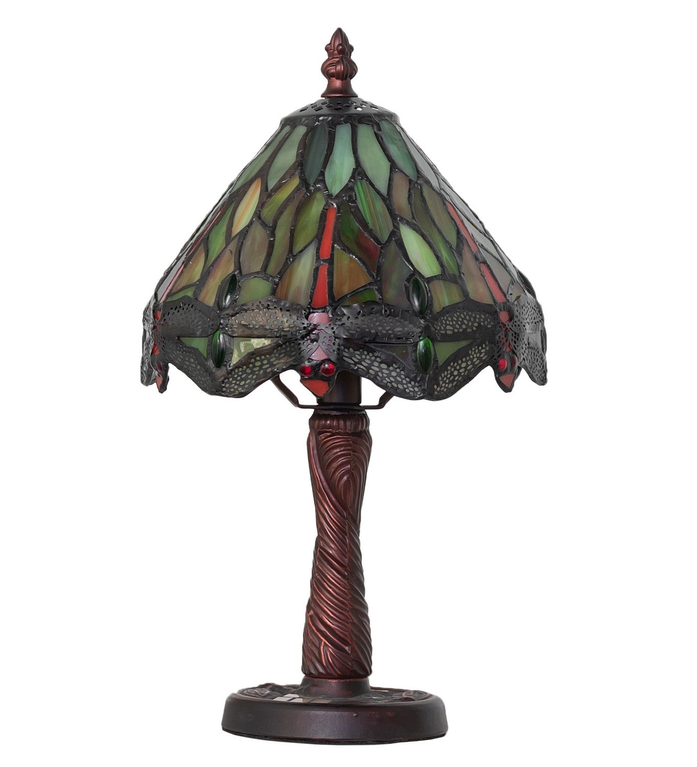 Meyda Tiffany - 26614 - One Light Mini Lamp - Tiffany Hanginghead Dragonfly - Antique Copper