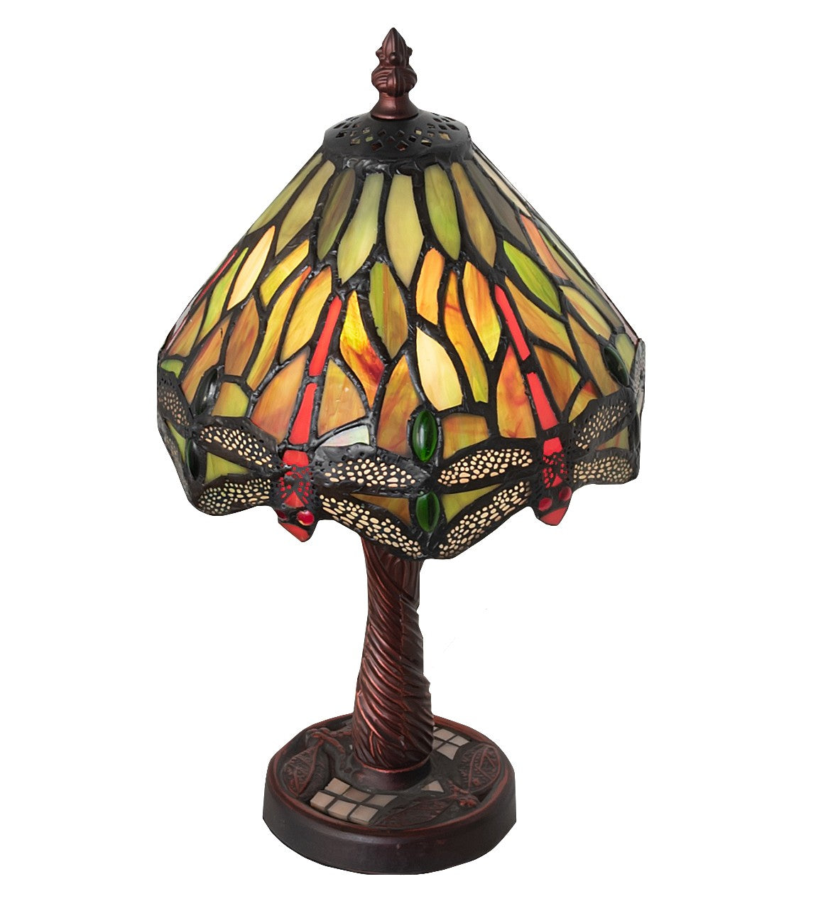 Meyda Tiffany - 26614 - One Light Mini Lamp - Tiffany Hanginghead Dragonfly - Antique Copper