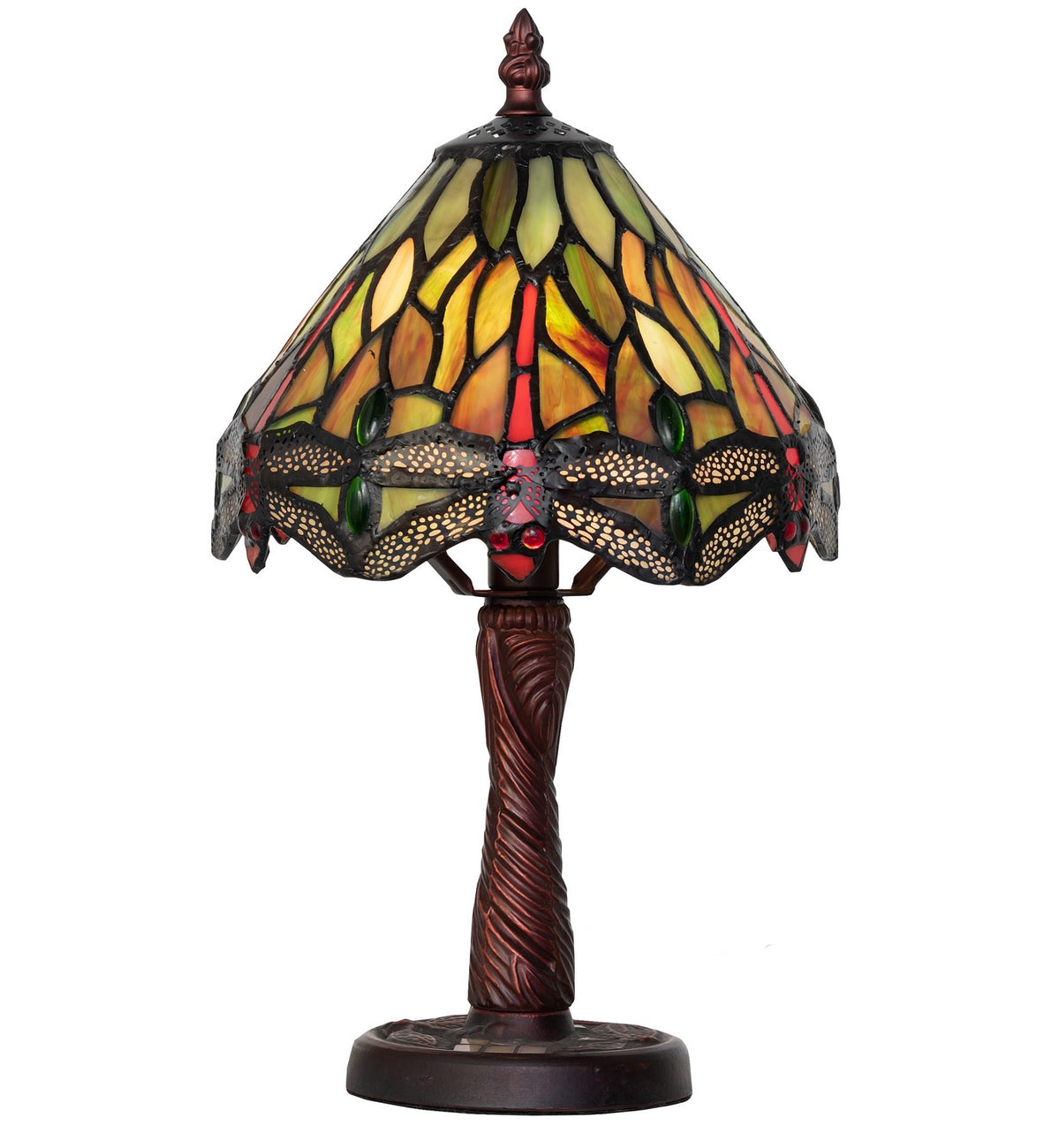 Meyda Tiffany - 26614 - One Light Mini Lamp - Tiffany Hanginghead Dragonfly - Antique Copper