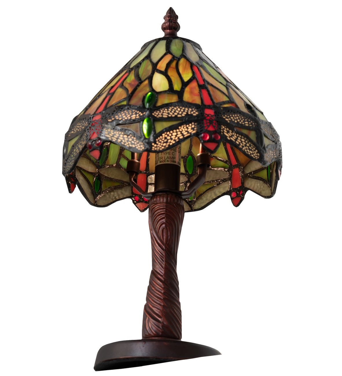 Meyda Tiffany - 26614 - One Light Mini Lamp - Tiffany Hanginghead Dragonfly - Antique Copper