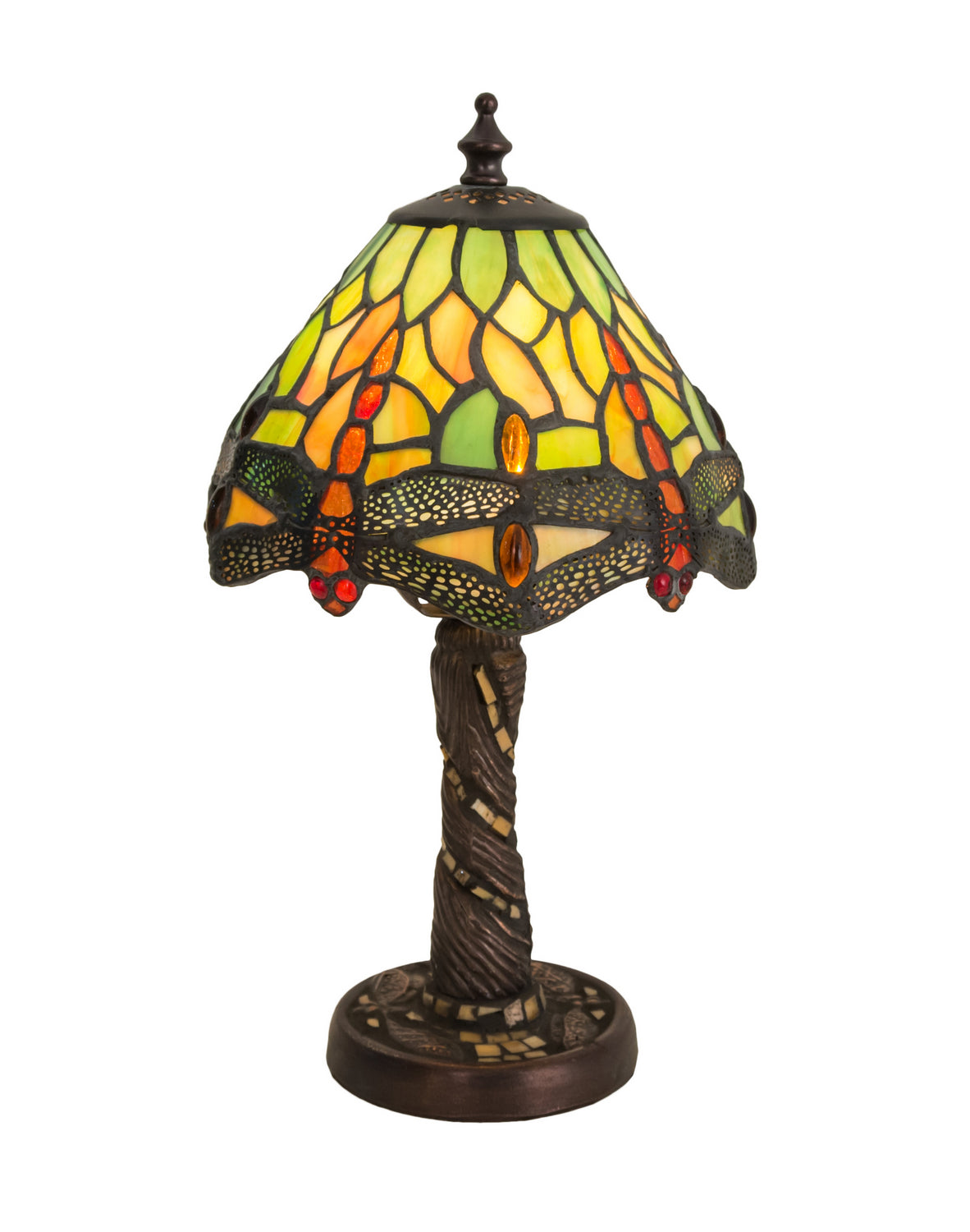 Meyda Tiffany - 26614 - One Light Mini Lamp - Tiffany Hanginghead Dragonfly - Antique Copper