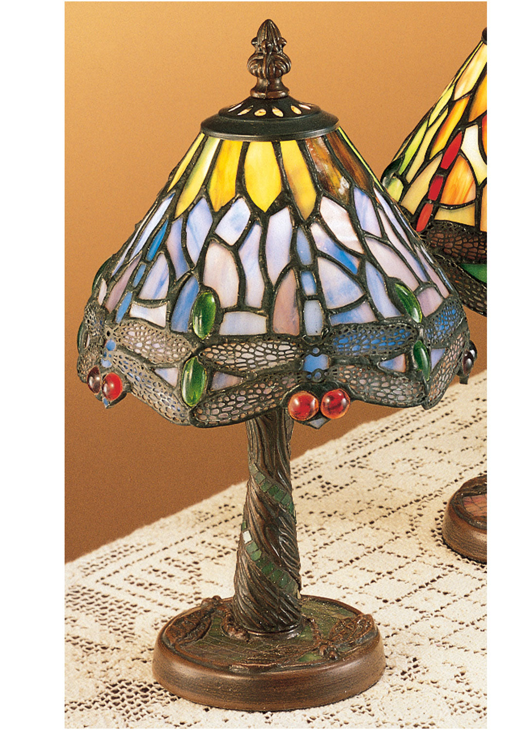 Meyda Tiffany - 26616 - One Light Mini Lamp - Tiffany Hanginghead Dragonfly - Mahogany Bronze