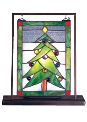 Meyda Tiffany - 69658 - Mini Tabletop Window - Christmas Tree - Mahogany Bronze