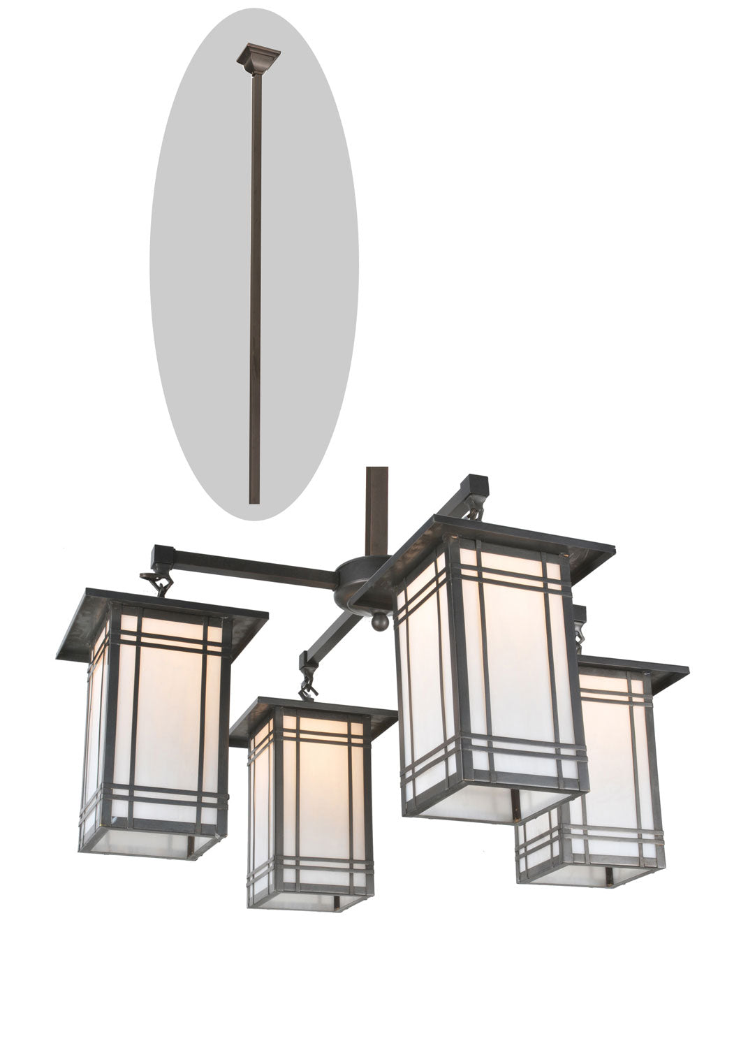 Meyda Tiffany - 82505 - Four Light Chandelier - Hyde Park - Craftsman Brown