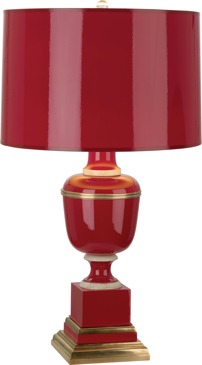 Robert Abbey - 2505 - One Light Accent Lamp - Annika - Red Lacquered Paint, Natural Brass w/Ivory Crackle