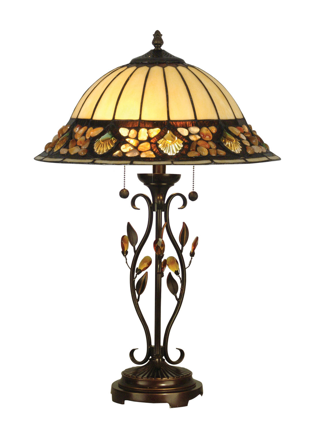 Dale Tiffany - TT90172 - Two Light Table Lamp - Crystal Jewel Pebble Stone - Antique Golden Bronze