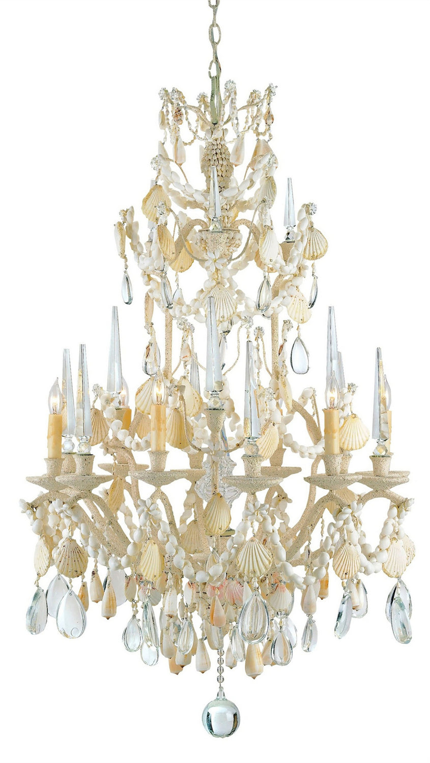 Currey and Company - 9162 - Six Light Chandelier - Buttermere - Natural/Crushed Shell