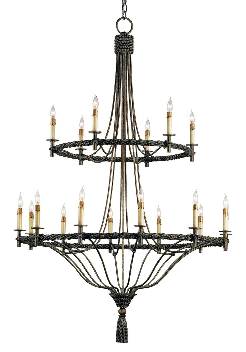 Currey and Company - 9174 - 18 Light Chandelier - Priorwood - Pyrite Bronze