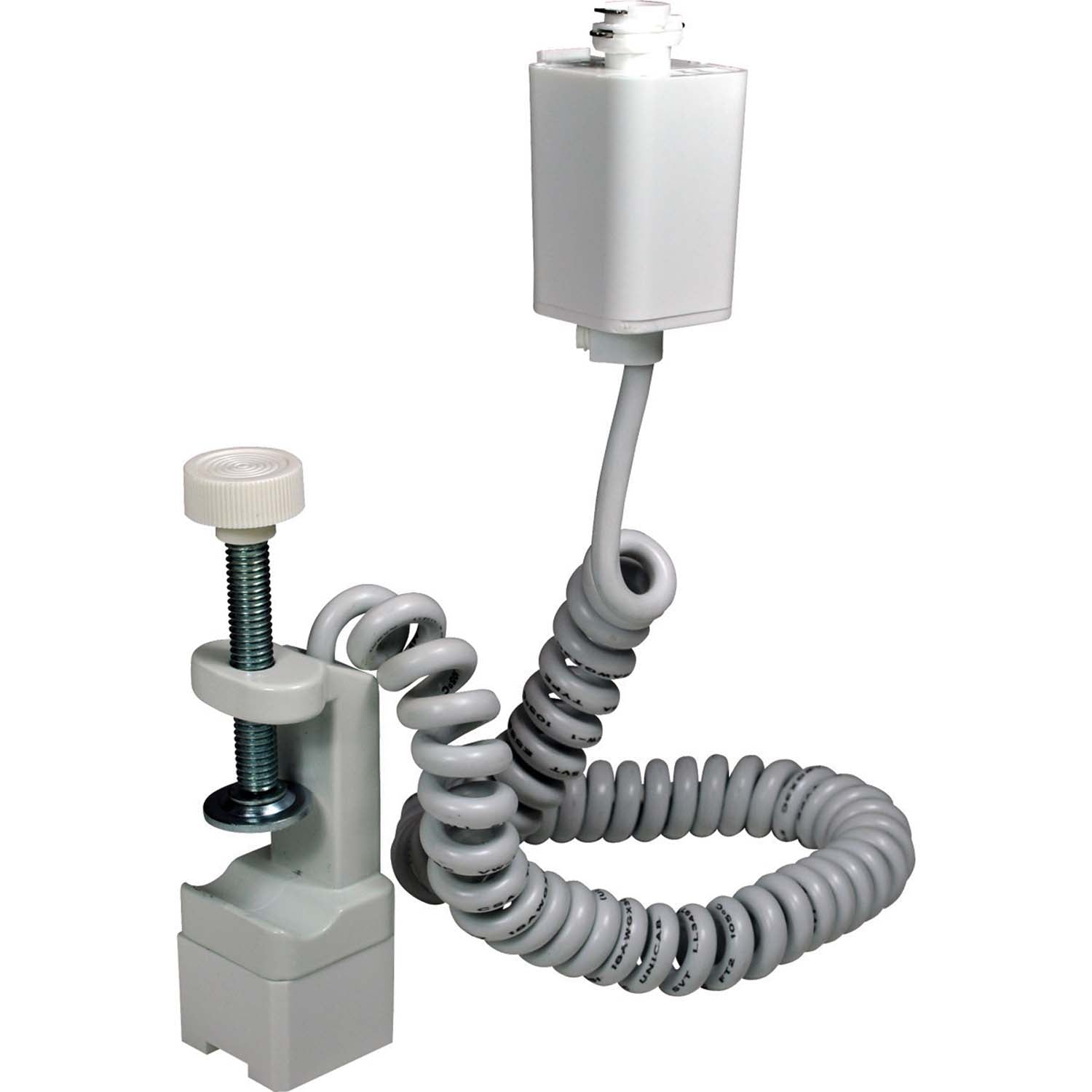 Nora Lighting - NT-364CW - Fixture Clamp W/ Curly Cord, 1 Or 2 Circuit Track - Track Syst & Comp-1 Cir - White