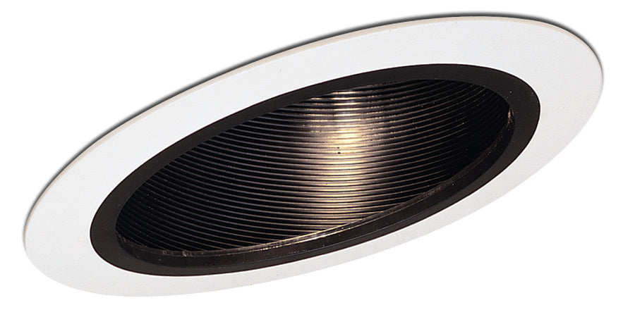 Nora Lighting - NTP-614B - 6" Sloped Phenolic Stepped Baffle Trim - Rec Slope 6" Trim - Black / White