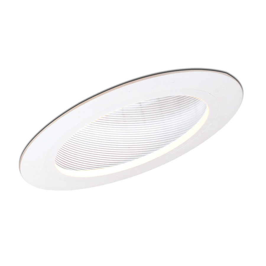 Nora Lighting - NTP-614W - 6" Sloped Phenolic Stepped Baffle Trim - Rec Slope 6" Trim - White