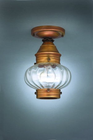 Northeast Lantern - 2024-AB-MED-OPT - One Light Flush Mount - Cageless Onion - Antique Brass