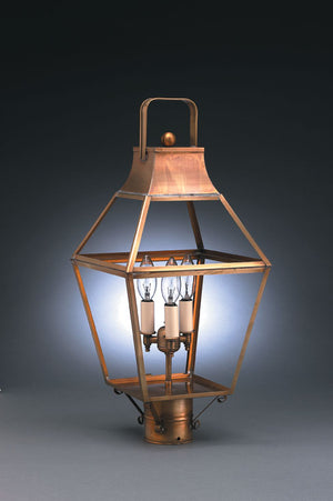 Northeast Lantern - 2243-AB-LT3-CLR - Three Light Post Mount - Uxbridge - Antique Brass