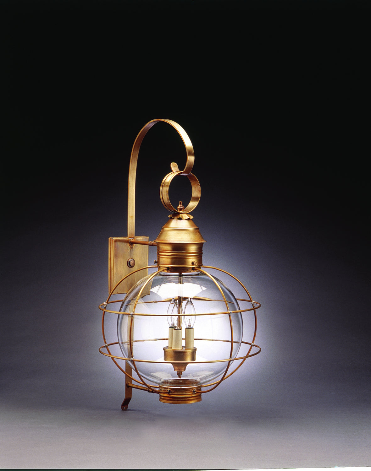 Northeast Lantern - 2851-AB-LT3-CLR - Three Light Wall Mount - Round Onion - Antique Brass