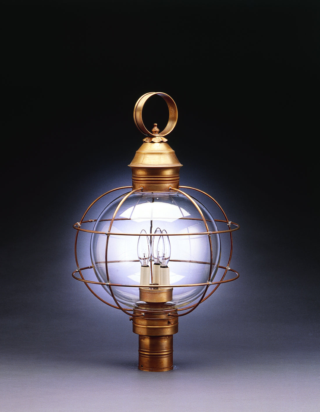 Northeast Lantern - 2853-AB-LT3-CLR - Three Light Post Mount - Round Onion - Antique Brass