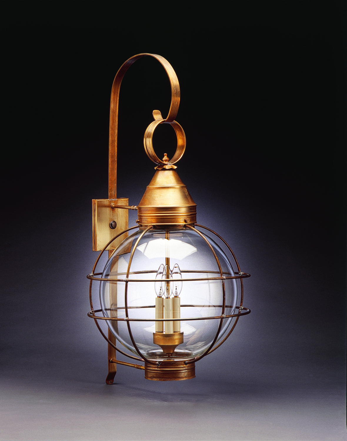 Northeast Lantern - 2861-AB-LT3-CLR - Three Light Wall Mount - Round Onion - Antique Brass