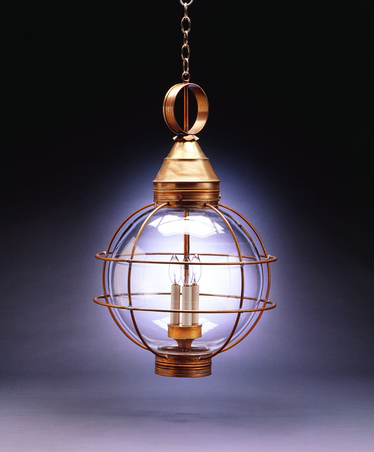 Northeast Lantern - 2862-AB-LT3-CLR - Three Light Hanging Lantern - Round Onion - Antique Brass