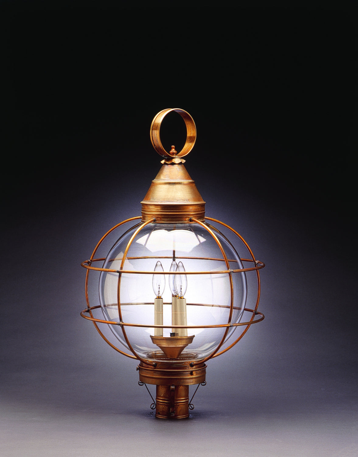 Northeast Lantern - 2863-AB-LT3-CLR - Three Light Post Mount - Round Onion - Antique Brass