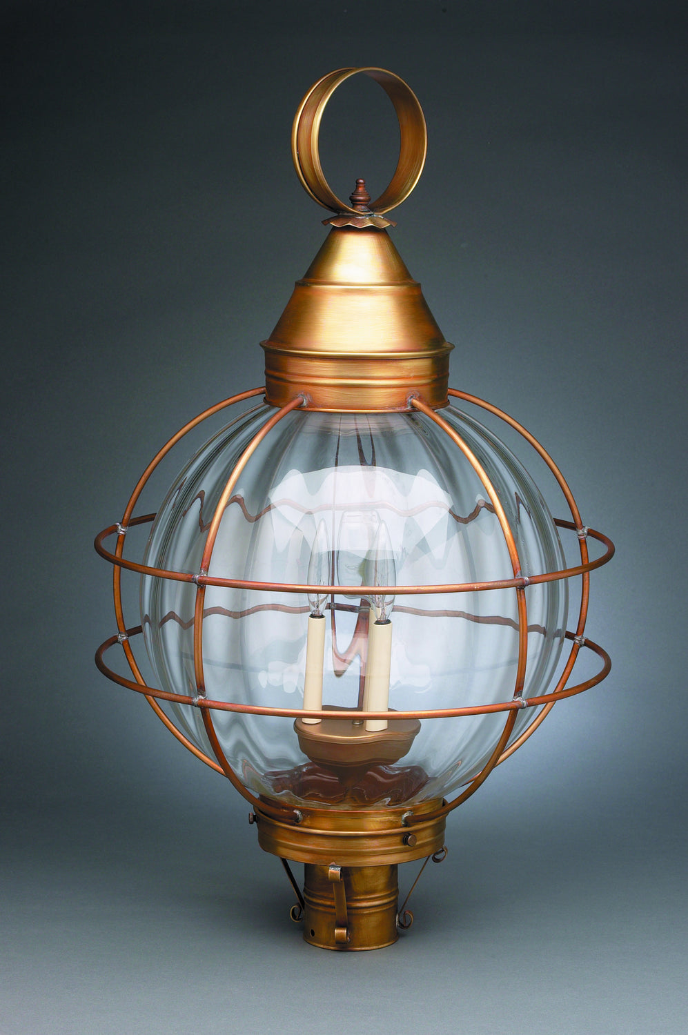 Northeast Lantern - 2863-AB-LT3-OPT - Three Light Post Mount - Round Onion - Antique Brass