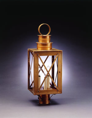 Northeast Lantern - 5053-AB-LT3-CLR - Three Light Post Mount - Suffolk - Antique Brass