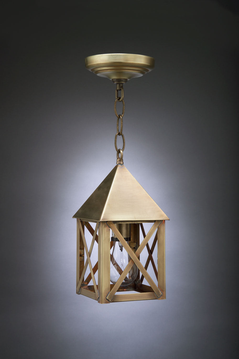 Northeast Lantern - 7012-AB-MED-CLR - One Light Hanging Lantern - York - Antique Brass