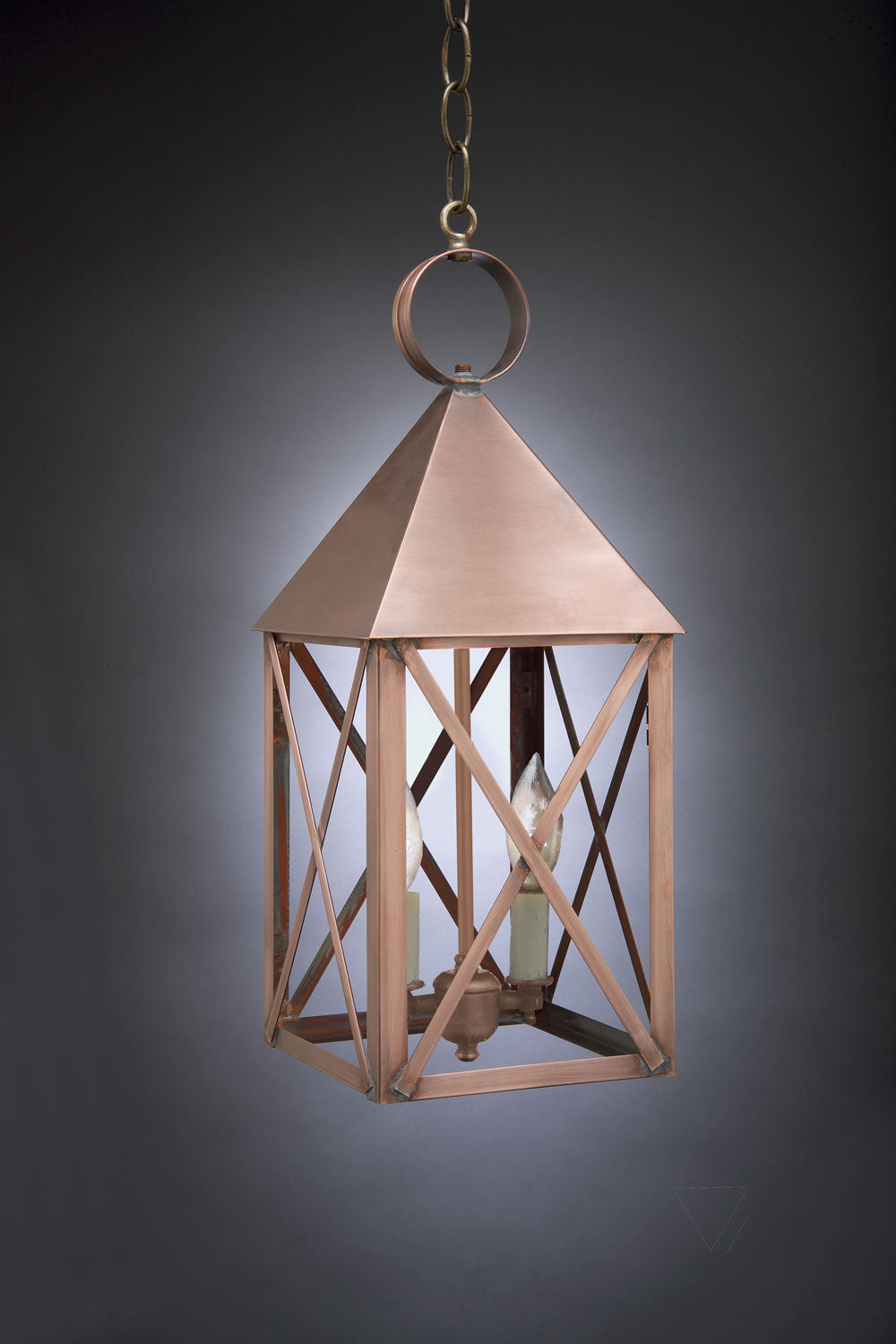 Northeast Lantern - 7042-AC-LT2-CLR - Two Light Hanging Lantern - York - Antique Copper