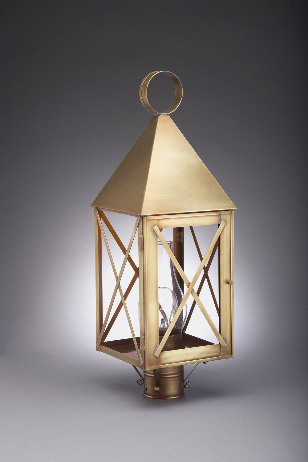 Northeast Lantern - 7053-AB-CIM-CLR - One Light Post Mount - York - Antique Brass