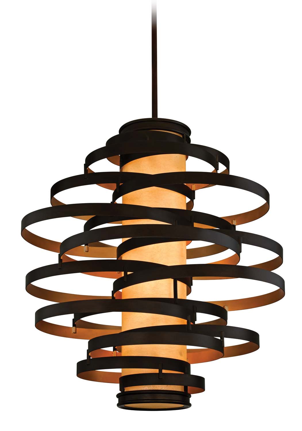 Corbett Lighting - 113-76-BRL/GL - Three Light Chandelier - Vertigo - Bronze And Gold Leaf