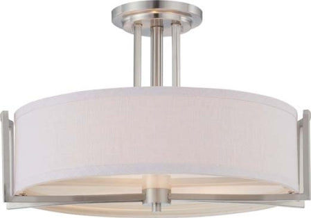 Nuvo Lighting - 60-4758 - Three Light Semi Flush Mount - Gemini - Brushed Nickel