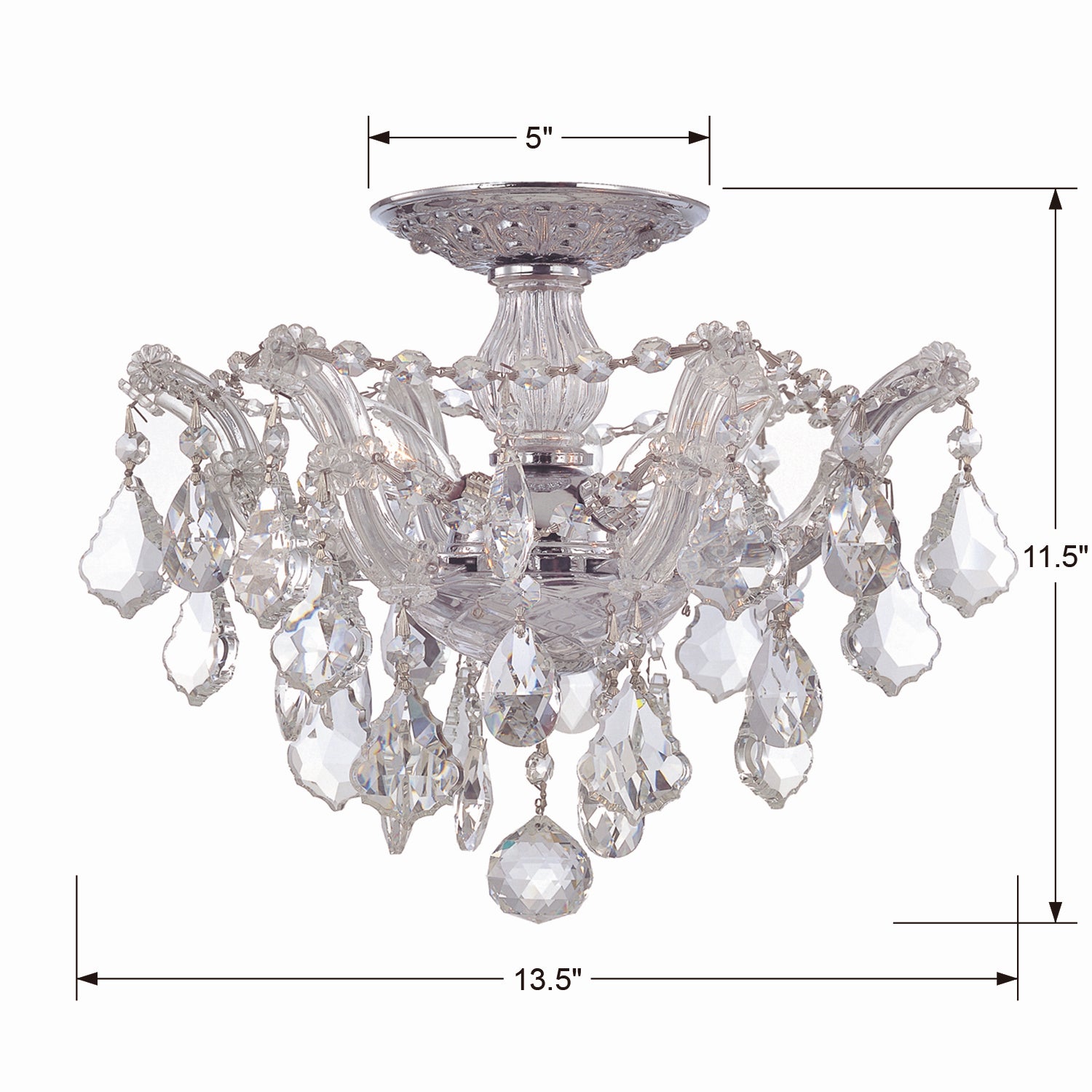 Crystorama - 4430-CH-CL-MWP - Three Light Semi Flush Mount - Maria Theresa - Polished Chrome