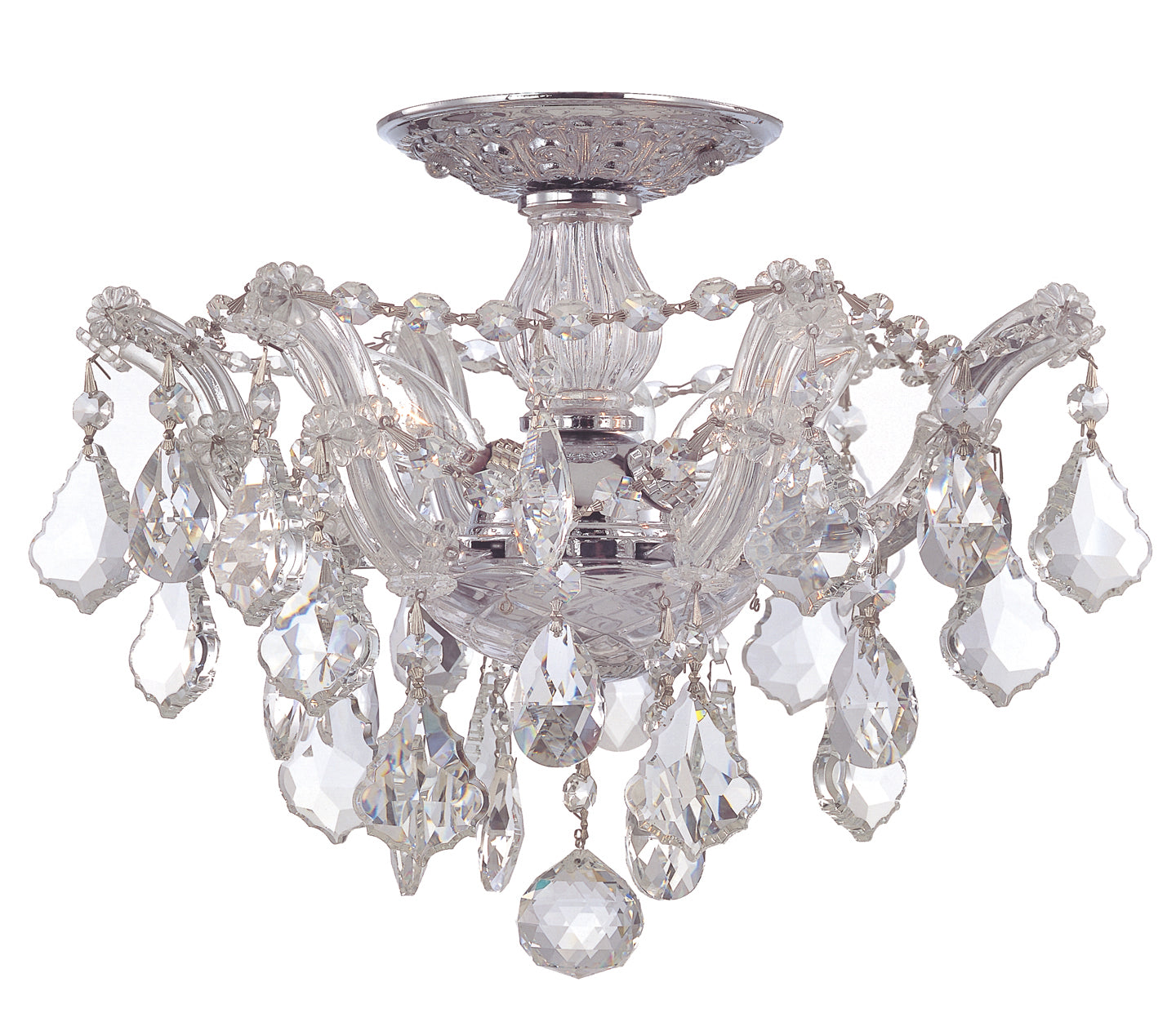 Crystorama - 4430-CH-CL-MWP - Three Light Semi Flush Mount - Maria Theresa - Polished Chrome