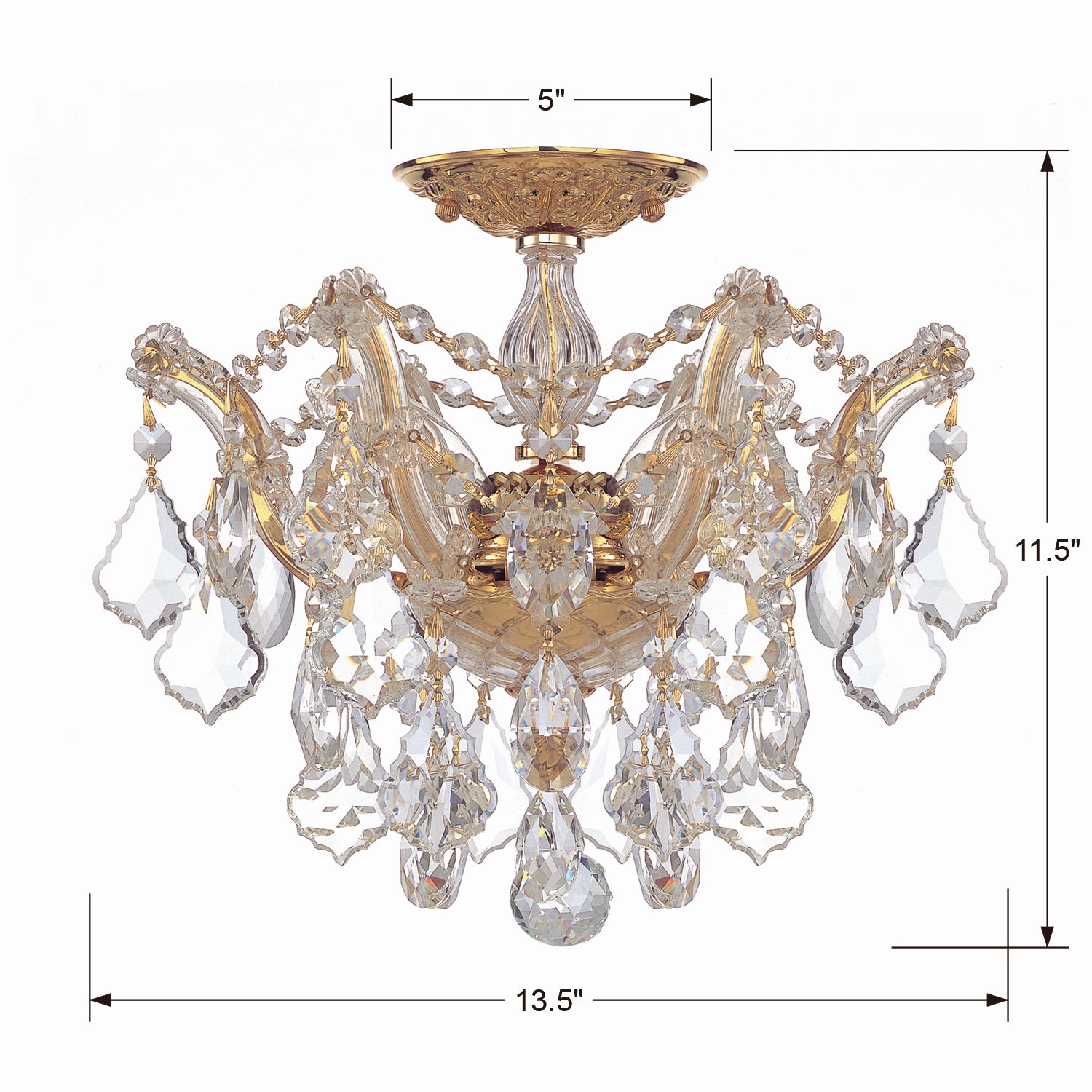 Crystorama - 4430-GD-CL-MWP - Three Light Semi Flush Mount - Maria Theresa - Gold