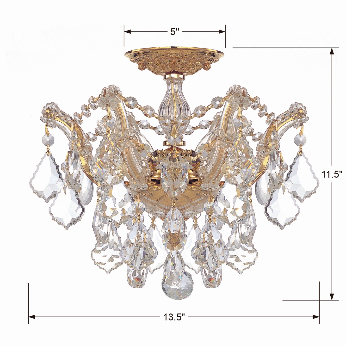 Crystorama - 4430-GD-CL-SAQ - Three Light Semi Flush Mount - Maria Theresa - Gold
