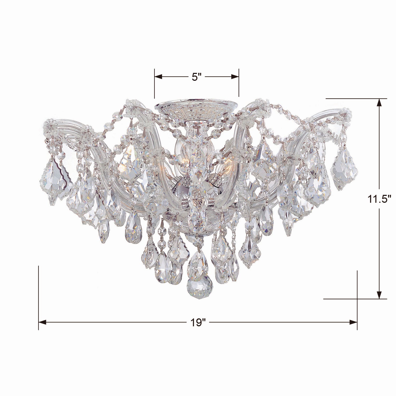 Crystorama - 4437-CH-CL-S - Five Light Semi Flush Mount - Maria Theresa - Polished Chrome