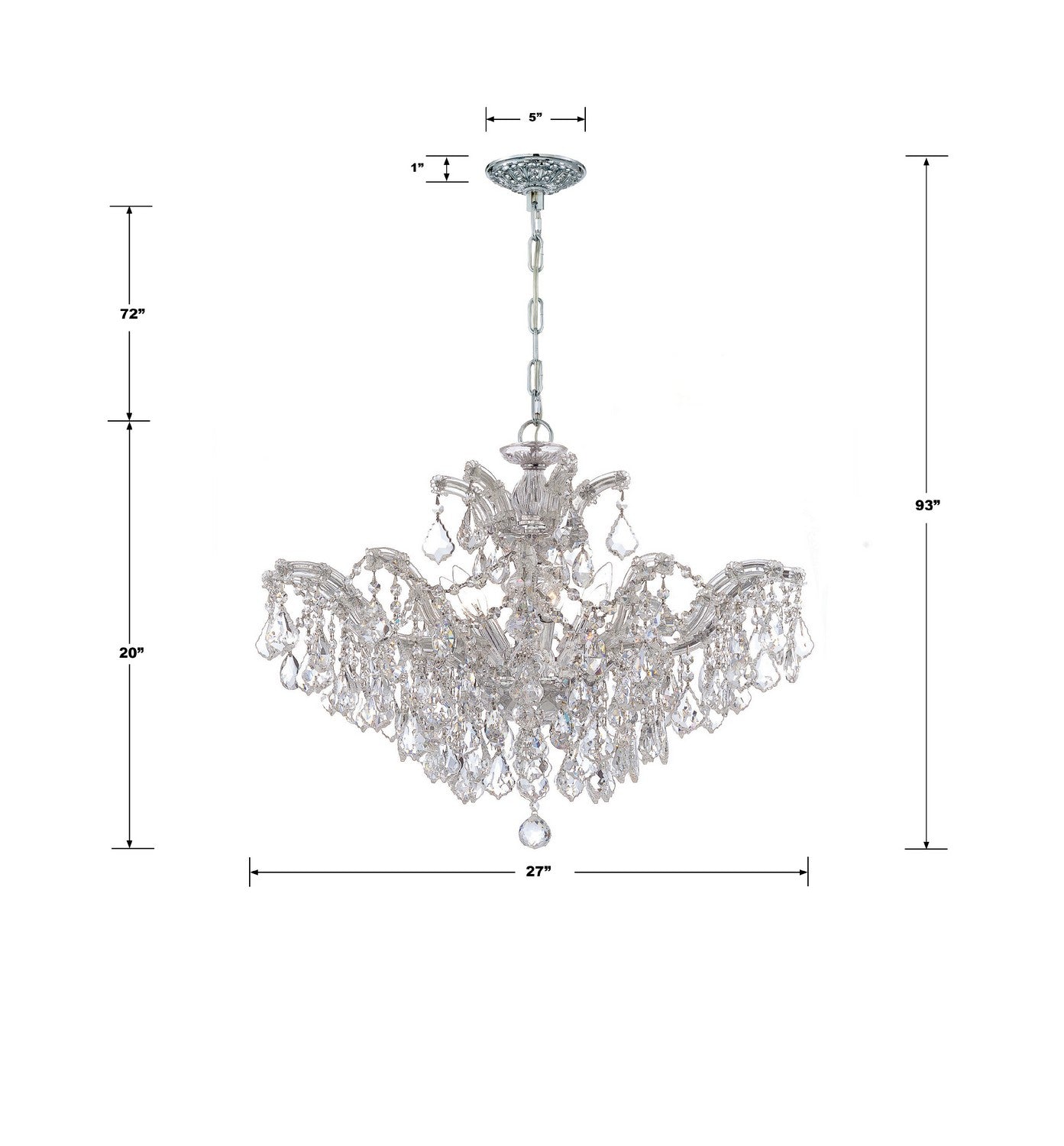 Crystorama - 4439-CH-CL-MWP - Six Light Chandelier - Maria Theresa - Polished Chrome