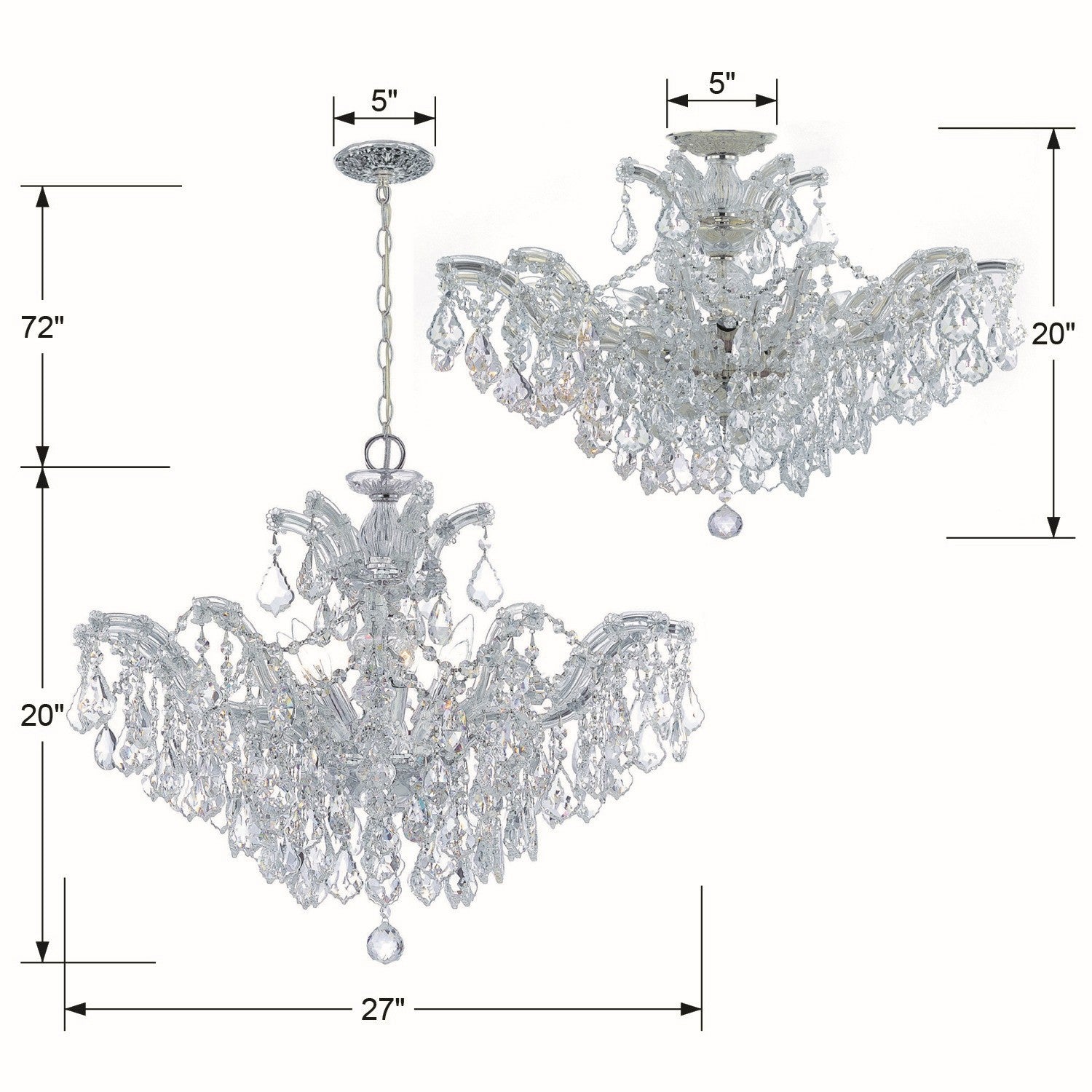 Crystorama - 4439-CH-CL-SAQ - Six Light Chandelier - Maria Theresa - Polished Chrome